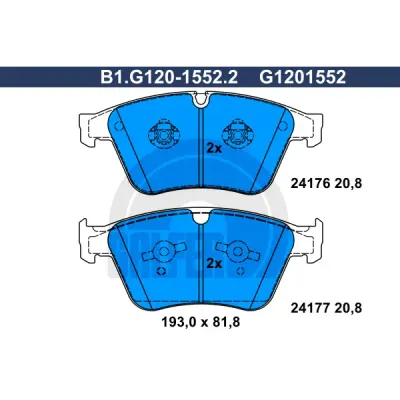 Set placute frana, frana disc GALFER B1.G120-1552.2