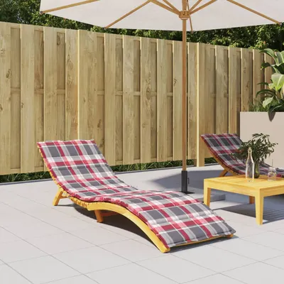 Gossi perna de sezlong, rosu carouri, 200x60x3 cm, textil oxford
