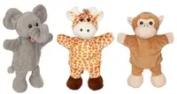 Marioneta de mână Goki - Girafă, maimuță, elefant, asortiment
