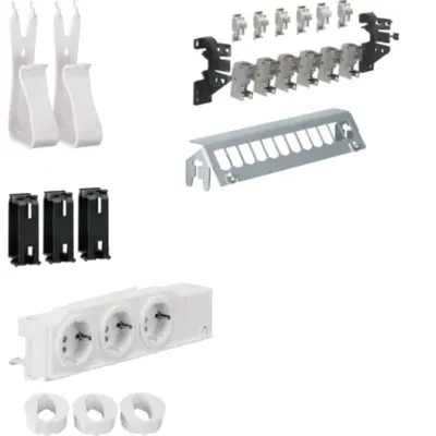 Set multimedia, bloc 3 prize Schuko, patch panel 6xRJ45, acc. montaj Hager UM00M1
