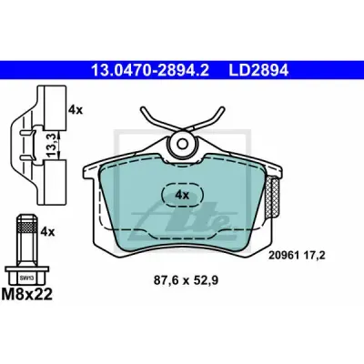 Set placute frana, frana disc ATE 13.0470-2894.2
