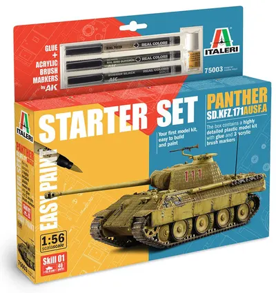 Model asamblabil Italeri Militari: Tancuri - Tanc mediu german Panther Sd.Kfz.171 Ausf. A - Set de început ''Easy Paint''