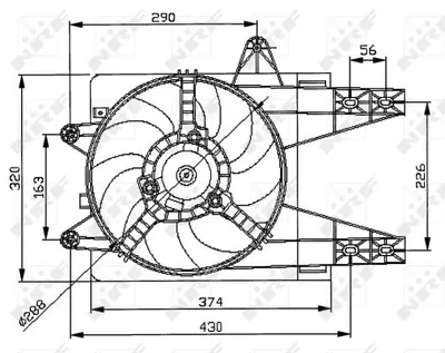 Ventilator radiator (cu carcasa) potrivit FIAT PUNTO; LANCIA Y 1.1 1.2 09.93-09.03