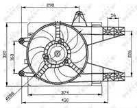 Ventilator radiator (cu carcasa) potrivit FIAT PUNTO; LANCIA Y 1.1 1.2 09.93-09.03