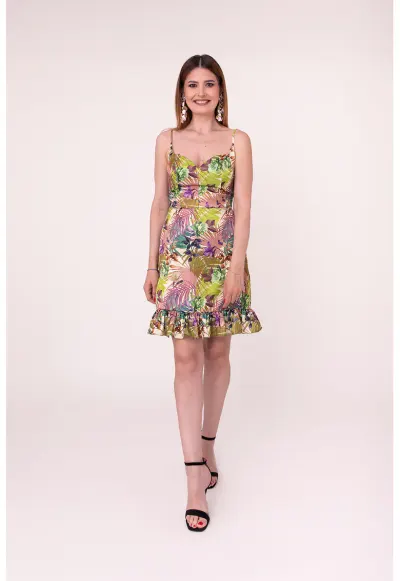 Rochie cu detaliu volane si model floral Forever Yours - Multicolor