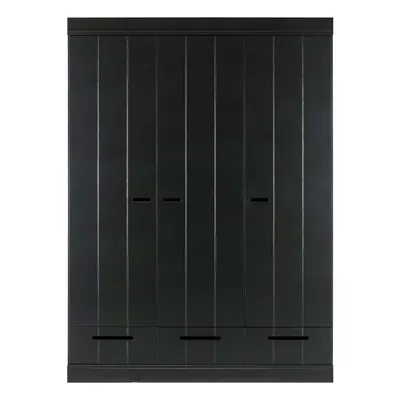 Dulap din lemn de pin WOOOD Connect, lățime 140 cm, negru