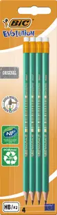 Set de creioane BIC Evolution - HB, cu radieră, 4 buc