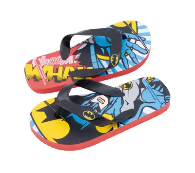 Papuci Flip-flops, pentru copii, model Batman, culoarea negru, Arditex