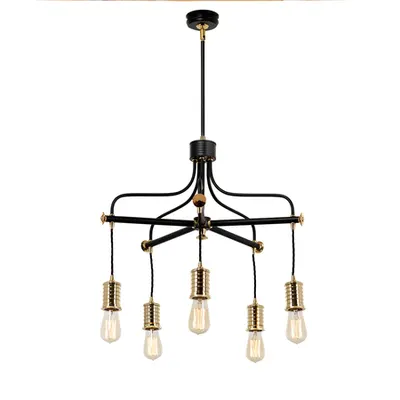 Corp de iluminat suspendat, lustra Douille 5 Light Chandelier – Black/Polished Brass