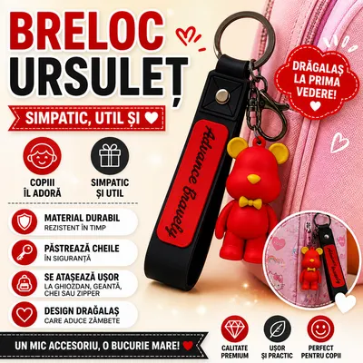 Breloc cu ursulet, Rosu