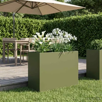 vidaXL Vază pentru Grădină Verde măsliniu 60 x 30 x 50 cm
