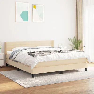 Gossi pat box spring cu saltea, crem, 160x200 cm, material textil