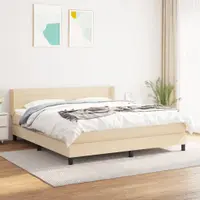 Gossi pat box spring cu saltea, crem, 160x200 cm, material textil