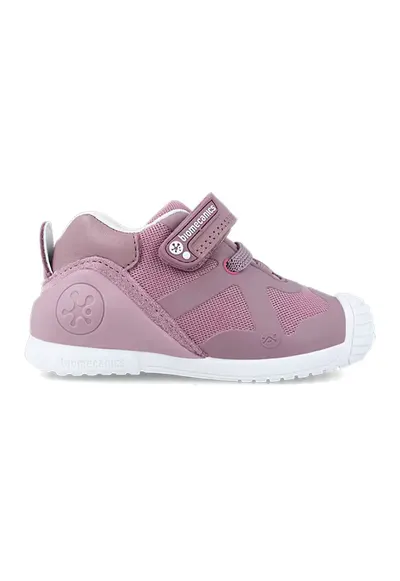 Pantofi sport cu talpa wedge si inchidere velcro - Alb/Lila