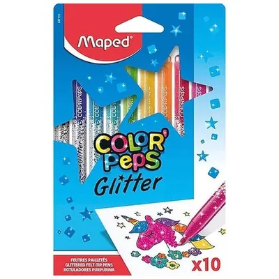 Carioci 10 culori/set, Color'Peps cu sclipici, Maped