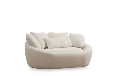 Canapea fixa MIDYE, 2 locuri, crem, 155x120x67 cm