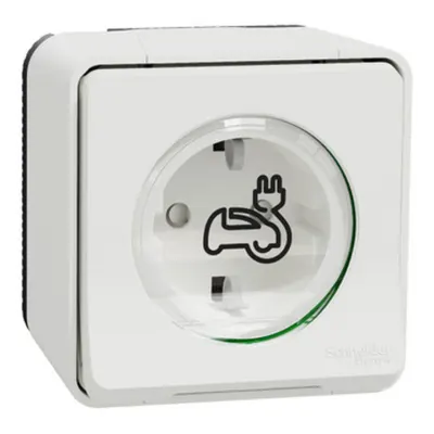 Mureva IP55, Priza pentru incarcarea vehiculelor electrice, 2P+E, montaj aparent, cu obturatoare, alb