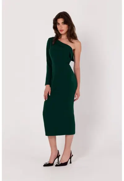 Rochie creion cu un umar - - Verde