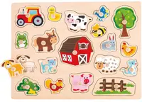 Puzzle din lemn cu manere Lelin - Ferma