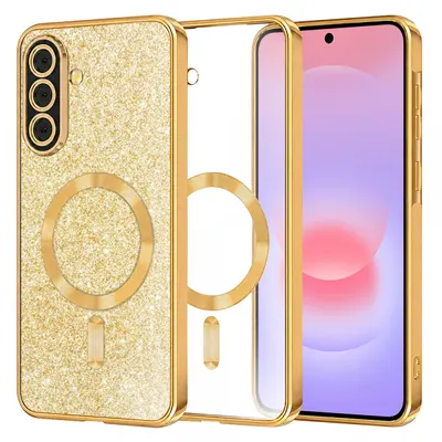 Husa MagSafe pentru Samsung Galaxy A37 5G, Techsuit, Luxury Glitter, Aurie
