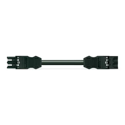 pre-assembled interconnecting cable; Cca; Socket/plug; 3-pole; Cod. A; 3 m; 1,50 mm²; black