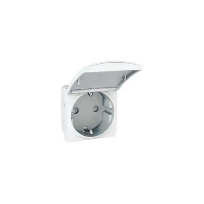 Priza schuko cu capac 16A 2 module alb Unica