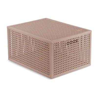 Cutie de depozitare roz prăfuit din plastic reciclat cu capac 30x38x21 cm Kaya – Curver