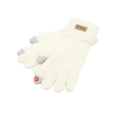 Mănuși damă, Antonio, cu funcție touch, culoare alb, one size