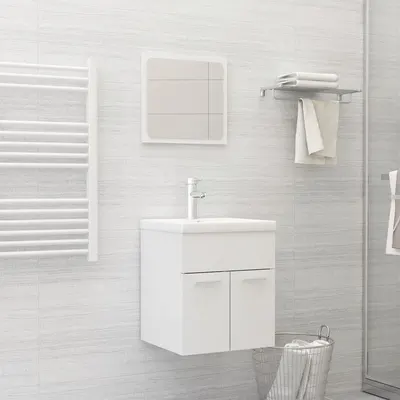 Gossi set mobilier de baie, alb extralucios, lemn prelucrat