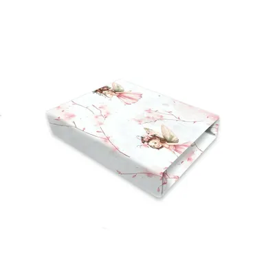 Cearceaf cu elastic, Qmini, Pentru patut 120X60 cm, Din bumbac certificat Oeko Tex Standard 100, Fairy Pink