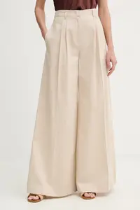 Twinset pantaloni wide leg pentru femei cu amestec de in