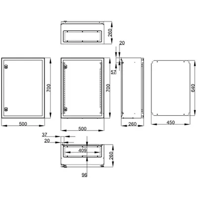 Cofret metal o usa IP65 700x500x260 mm