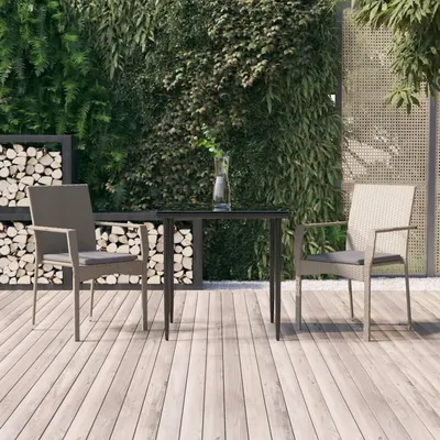Gossi set mobilier de gradina cu perne, 3 piese, negru/gri, poliratan