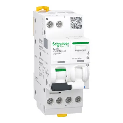 Acti9 AFDD, Intreruptor automat diferential, detectie arc electric, iCV40N, 1P+N, curba C, 40A, 6kA, 30mA tip A-SI, VigiARC RCBO