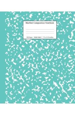 Marbled Composition Notebook: Turquoise Marble Wide Ruled Paper Subject Book