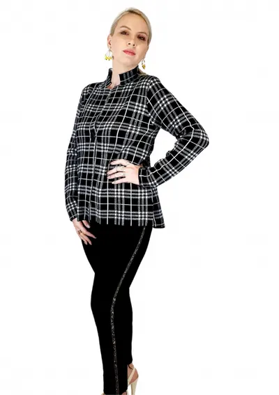 Sacou casual cu carouri 2