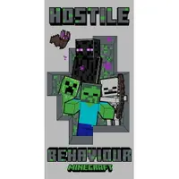 Prosop pentru copii, gri, din bumbac 70x140 cm Minecraft Hostile Behaviour – Jerry Fabrics
