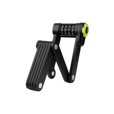 Incuietoare pliabila pentru biciclete, combinatie din 4 cifre, suport montare cadru, 45 x 8 cm, otel, silicon, ABS