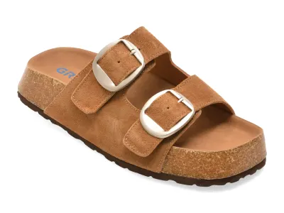 Papuci GRYXX maro, 5219, din piele intoarsa
