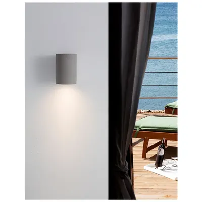 Aplica LIDO Gray Concrete Sticla Diffuser LED GU10 1x7 Wat IP65 100-240 Volt Fara bec Deschis sus & jos