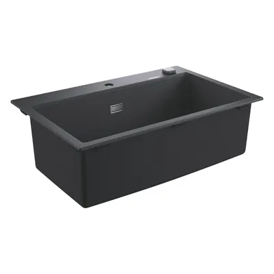 Chiuveta compozit Grohe 31652AP0, 78 x 51 cm, Kit montaj si evacuare inclus, Negru granit