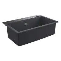 Chiuveta compozit Grohe 31652AP0, 78 x 51 cm, Kit montaj si evacuare inclus, Negru granit