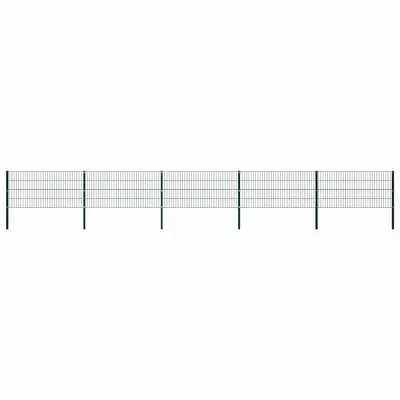 vidaXL Panou de gard cu stâlpi din fier, verde, 867x80 cm