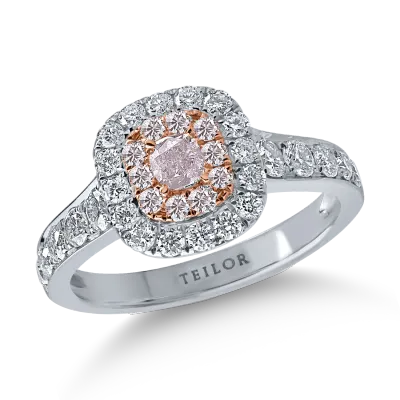 Inel din aur alb-roz cu diamante roz de 0.33ct si diamante incolore de 0.84ct