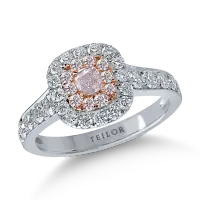 Inel din aur alb-roz cu diamante roz de 0.33ct si diamante incolore de 0.84ct