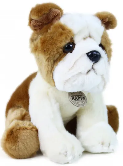Jucărie de pluș Rappa Eco friends - Câine buldog, așezat, 26 cm