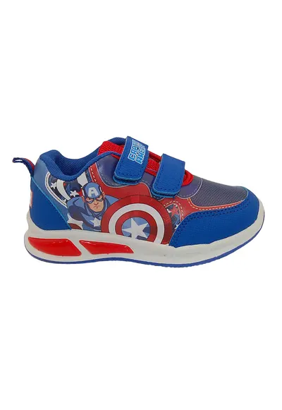 Pantofi sport cu imprimeu Captain America si velcro - Rosu/Albastru royal
