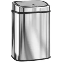 HOMCOM Coș de gunoi cu senzor infraroșu 50L, 2 moduri de deschidere, oțel inoxidabil, argintiu | Aosom Romania