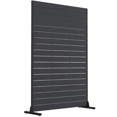 Outsunny Paravan din 6 panouri din HDPE 120x174 cm, separator de încăperi cu suport, aspect de lemn, negru | Aosom Romania