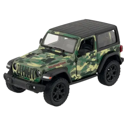 Masinuta die-cast Jeep Wrangler 2018, scara 1:34, cu functie pull-back, 12.5 cm lungime, cu capota, verde